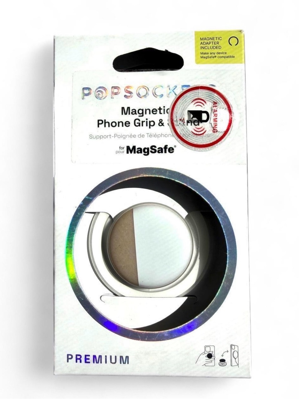 PopSocket Magnetic Phone Grip & Stand — White and Tan Half-Moon